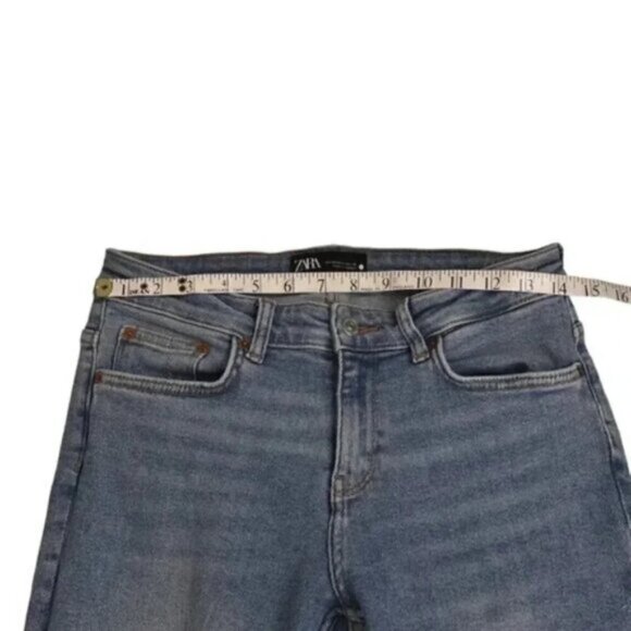Zara Skinny Jeans Distressed Light Wash Ankle Raw  Hem Size 6 - Picture 11 of 14